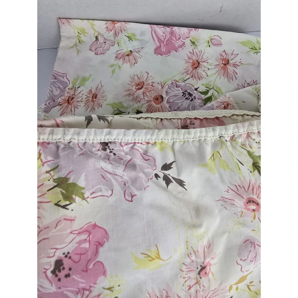 Vtg Wondercale Springmaid Flat/Fitted Sheet Set King Pink Floral Made in USA